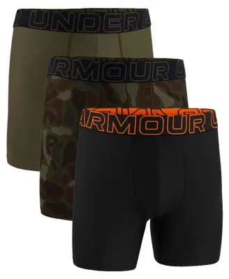 Produktbild von UNDER ARMOUR Herren Boxershorts, 3er Pack - Performance Tech Boxer Briefs - Novelty 6 in, Camouflage, Stretch Schwarz/Grün/Orange L