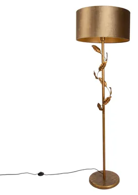 Produktbild von Stehleuchte Gold mit Bronzefarbenem Schirm und Goldener Innenseite 50cm Linden