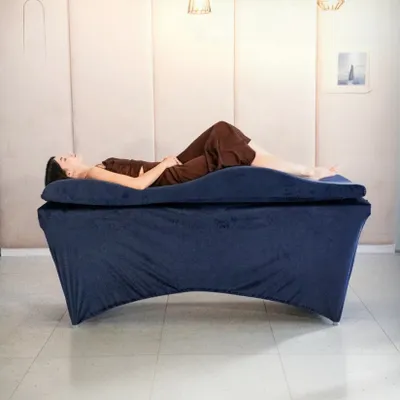 Produktbild von Wellen-Matratzen-Set mit Memory-Schaum und Liegenbezug | Für Wimpernverlängerung & Kosmetik, 180x60 cm, dark-blue