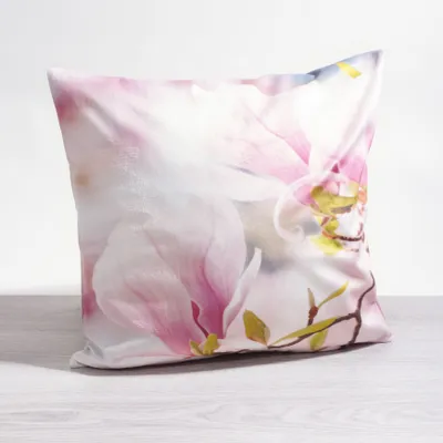 Produktbild von Kissen Deko von Lysel - rosa Blume Magnolie 50x50 Polyester kissenbezug Dekokissen