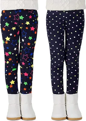 Produktbild von Thermoleggings Für Mädchen 2er-Pack, Gefütterte Winterhosen Mit Hochem Bund, Weich Und Dehnbar Für Yoga Und Alltag