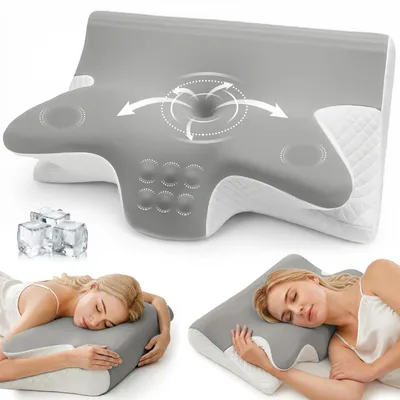 Imagen del producto de Elzusha - Almohada para el cuello 2 en 1 con soporte ergonómico de espuma viscoelástica