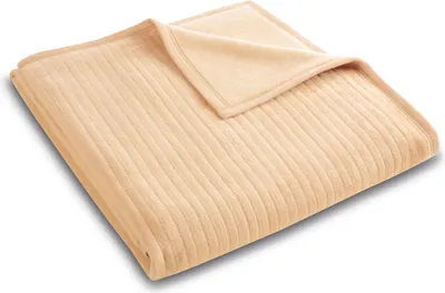Produktbild von Biederlack Plaid mit Samtband-Einfassung Feel Farbe Sand Größe 150 x 200
