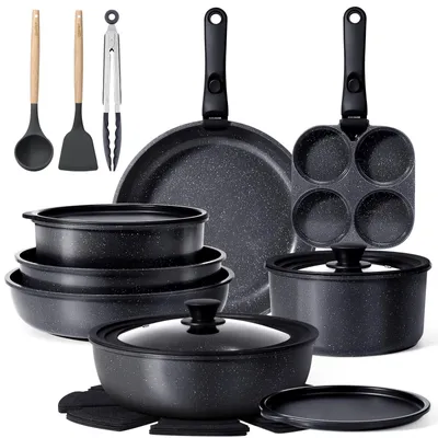 Image de Ensemble de casseroles en granit de 21 pièces avec revêtement antiadhésif
