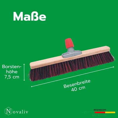 Immagine prodotto di Novaliv 2x scopa stradale 50 cm con manico per esterni Setole Arenga-Elaston Ideale come scopa da giardino per esterni Setole dure con manico scopa da cantiere scopa stabile scopa per spazzamento scopa industriale scopa per esterni