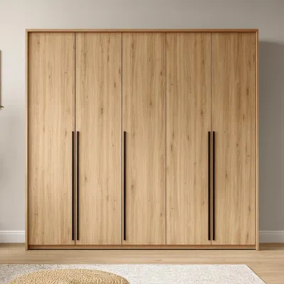 Produktbild von BEAUTYSOFA | Drehtürenschrank GIANA 255 cm Moderne Garderobenschrank mit 5 Türen, Eiche