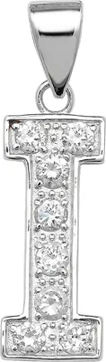 Produktbild von Stylischer 925 Sterling Silber Buchstaben / Initiale Damen - Anhänger mit Zirkonia; TRS35301LTI