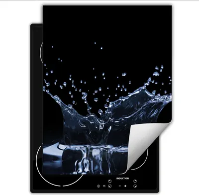 Produktbild von DarHaus Herdabdeckplatte Einteilig Küche Abdeckplatte für Glaskeramikfeld Abdeckung Induktionskochfeld Aufrollbare Matte 40x52 cm, schwarz - Wasser