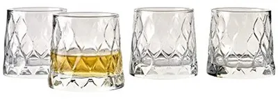 Produktbild von Famanu Whiskygläser Set von 4 mit schwerer Basis - 10 oz Vintage Design