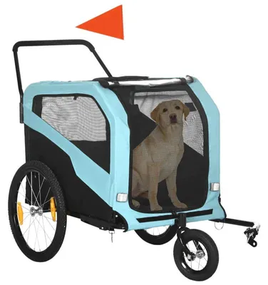 Immagine prodotto di Rimorchio 2-in-1 per cani e passeggino per cani | Colore: Azzurro chiaro | Dimensioni: 77x170x90 cm