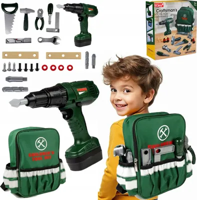 Produktbild von DIY Rucksack Werkzeugset Bohrer Schraubendreher für Kinder XL