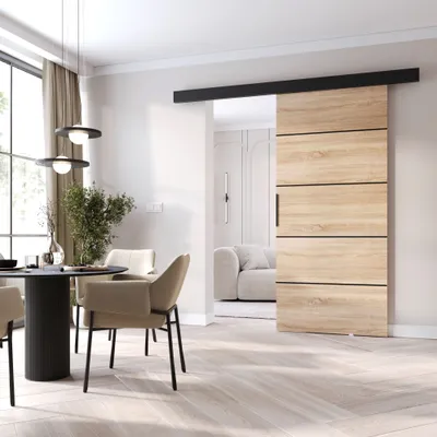 Obrázek produktu pro Interiérové dveře na stěnu BARRET 20 - 96 cm, dub sonoma / černé