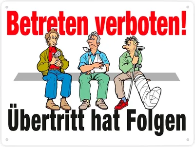 Produktbild von Betreten verboten Metallschild XXL in 28x38 cm in weiß mit Spruch Übertritt hat