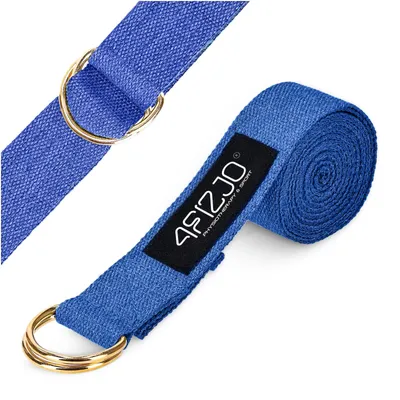 Produktbild von 4FIZJO Yogagurt mit D-Ring-Verschluss, 300x4x0,2 cm, 100% Baumwolle, Marineblau