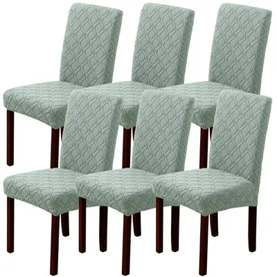 Productafbeelding van 6 stoelhoesjes, stretchmateriaal, geschikt voor schommelstoelen, afneembaar, wasbaar, saliegroen
