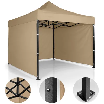 Produktbild von Gartenpavillon mit 3 Wänden, 3 x 3 m, beige, Plonos
