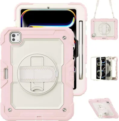 Obrázek produktu pro Pouzdro pro iPad Pro 11" s otočným držákem a ramenním popruhem, růžové