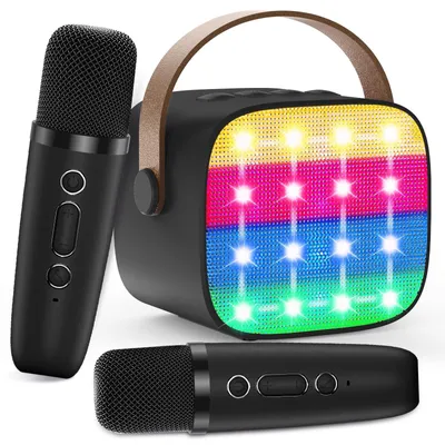 Produktbild von Karaoke-Set Kinder Mikrofon Kinderkaraoke Bluetooth - 2 kabellose Mikrofone - 6 Stimmeffekte - Tragbar