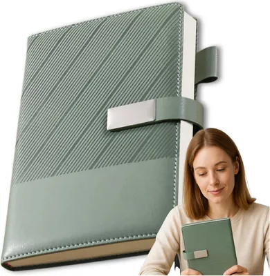Image de EDIBAZZAR | Carnet de notes avec fermeture, planificateur, journal intime A5, vert, élégant