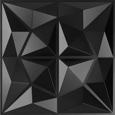 Obrázek produktu pro TolleTour 12ks 3D panelů Polyvinylchlorid PVC - obklady na stěny a stropy - 50x50 cm (0,25 m²) - lehké, flexibilní a snadno se instalují - černé provedení