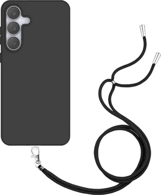 Image de Cazy Coque avec Cordon compatible avec Samsung Galaxy S25 FE Coque avec Cordon – Coque Flexible – Noir