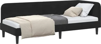 Image de Cadre de lit d'angle Noir 80 x 200 cm Velours