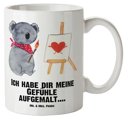 Produktbild von Mr. & Mrs. Panda Jumbo Tasse Koala Künstler - Weiß - Geschenk, Große, Liebe, steingut, Zeichnen, Keramiktasse, Liebesgeschenk, Teetasse, Gefühle, Pott, Haferl