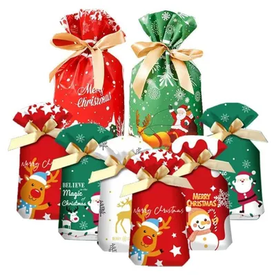 Produktbild von 34 Stück Weihnachtsgeschenkbeutel Set Kordelzug Mehrfarbig