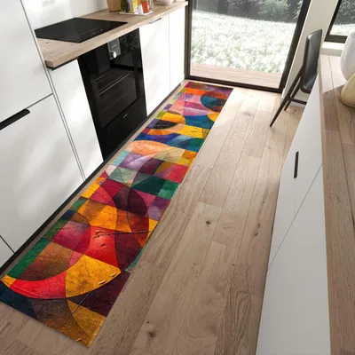 Produktbild von Küchenteppich 60x300cm rutschfest & abwischbar PVC Läufer - Farben von Abstrakte