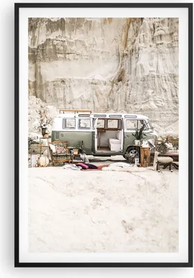 Produktbild von Gerahmtes Poster - Schwarzer Rahmen - Wohnmobil Boho Möbel - 61x91,5 cm - Wand Bild - Wanddeko - Wandbilder - Kunstposter - Wandposter - Bilderrahmen - Bilder - Kunstdruck - P2BPA61x91-4542