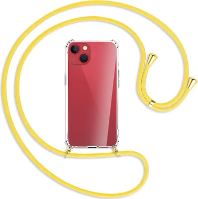 Produktbild von Handykette Backcover-Schutzhülle mit Band (Metall goldfarben) für Apple iPhone 13 mini - gelb