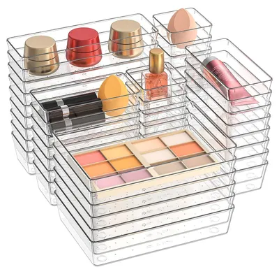 Immagine prodotto di Set di 45 organizer per cassetti, disponibili in 4 diverse dimensioni, trasparenti
