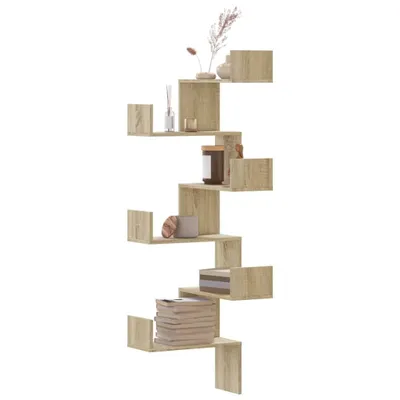 Image de Maison Exclusive - Étagère d'angle murale Chêne Sonoma 45x45x147 cm Matériau dérivé du bois