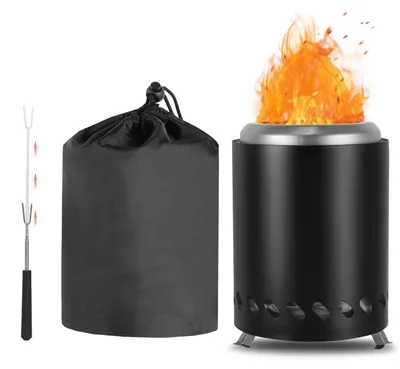 Image de Brasero en acier inoxydable, portable pour l'extérieur, avec sac de transport, noir, 14 cm