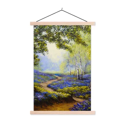 Produktbild von MuchoWow® Textilposter Gemälde - Natur - Wald - Blumen - Ölfarbe 40x60 cm mit holzfarbenen Rahmen - Poster