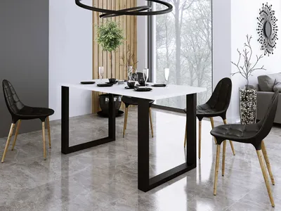 Image de Table à manger 138x67 cm IZMIR - blanc / noir