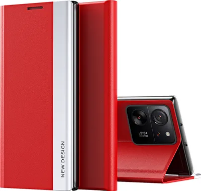 Produktbild von Hülle für Xiaomi 13T /13T Pro /Redmi K60 Ultra Leder PolyurethanKlapphülle Schutzhülle mit Standfunktion Rot