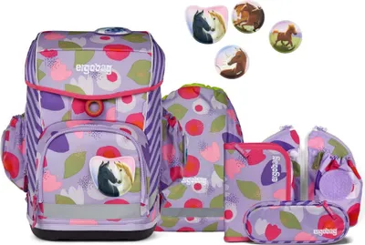 Produktbild von ergobag Schulranzen Cubo Light Set 6-teilig BlütenzauBär flieder