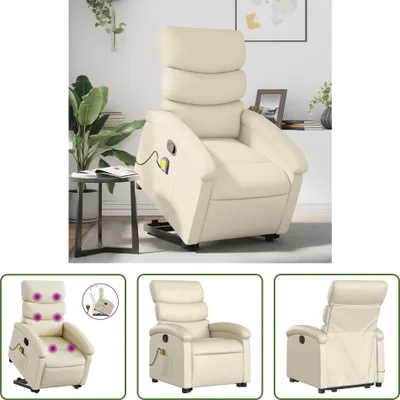 Produktbild von The Living Store Massagesessel mit Aufstehhilfe Creme Kunstleder