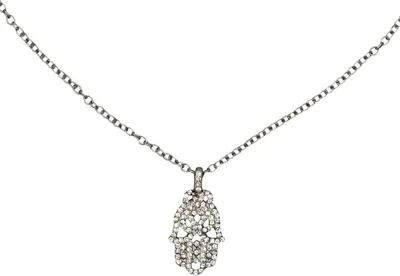 Produktbild von Steuer Modeschmuck Anhänger mit Kette Metall 49 Silbergrau Glasstein weiß 445050015