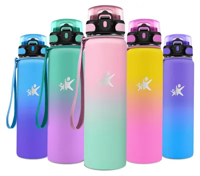 Produktbild von Trinkflasche Edelstahl 1L BPA-frei, isolierte Thermoskanne mit Strohhalm, Sport