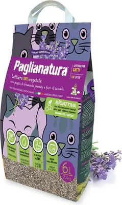 Immagine prodotto di Paglianatura Lettiera Bioattiva per Gatti Lavanda Paglianatura 2,4 KG/6 LT - Naturale, ecologica, antiodore e compostabile