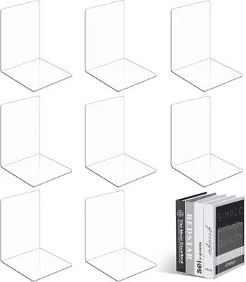 Produktbild von 8 transparente Acryl-Bücherständer – Acryl-Bücherstützen – Geeignet für Schule, Zuhause, Büro und Bibliothek