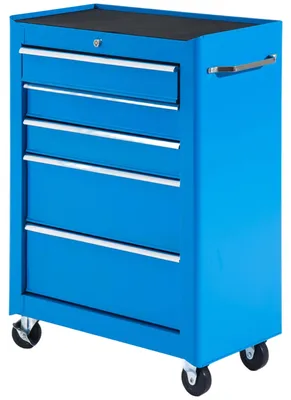 Obrázek produktu pro Nářadová vozík s 5 zásuvkami na kolečkách | Barva: Modrá | Rozměry: 33 x 61,5 x 82,5 cm