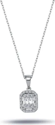 Produktbild von Diamant Halskette mit 0,31 Carat mit Carreé-Anhänger Diamanten in Baguette-Schliff