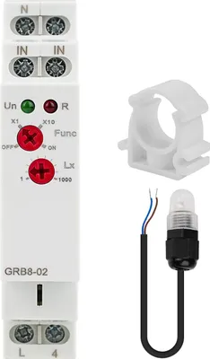Produktbild von GRB8-02 DIN-Schienen Dämmerungsschalter mit Fotorelais und Lichtsensor, AC110V-240V, automatische Ein-/Ausschaltung