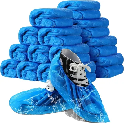Immagine prodotto di Copriscarpe monouso, suola antiscivolo, confezione da 100 pezzi, colore blu, 100 pezzi