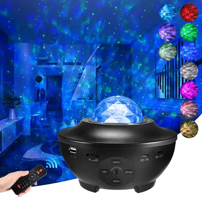 Zdjęcie produktu dla Projektor LED WIFI z gwieździstym niebem Głośnik muzyczny Bluetooth Lampka nocna z falą wodną