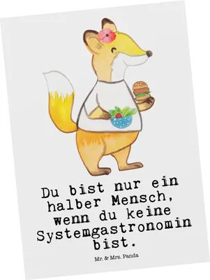 Produktbild von Mr. & Mrs. Panda Postkarte Systemgastronomin Herz - Weiß - Geschenk, Postkarten, Ansichtskarte, Ansichtskarten, Grußkarte, Fotokarte
