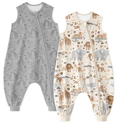 Image de Sac de couchage pour bébé avec pieds, 1,0 TOG, lot de 2, sac de couchage en coton pour l'été
